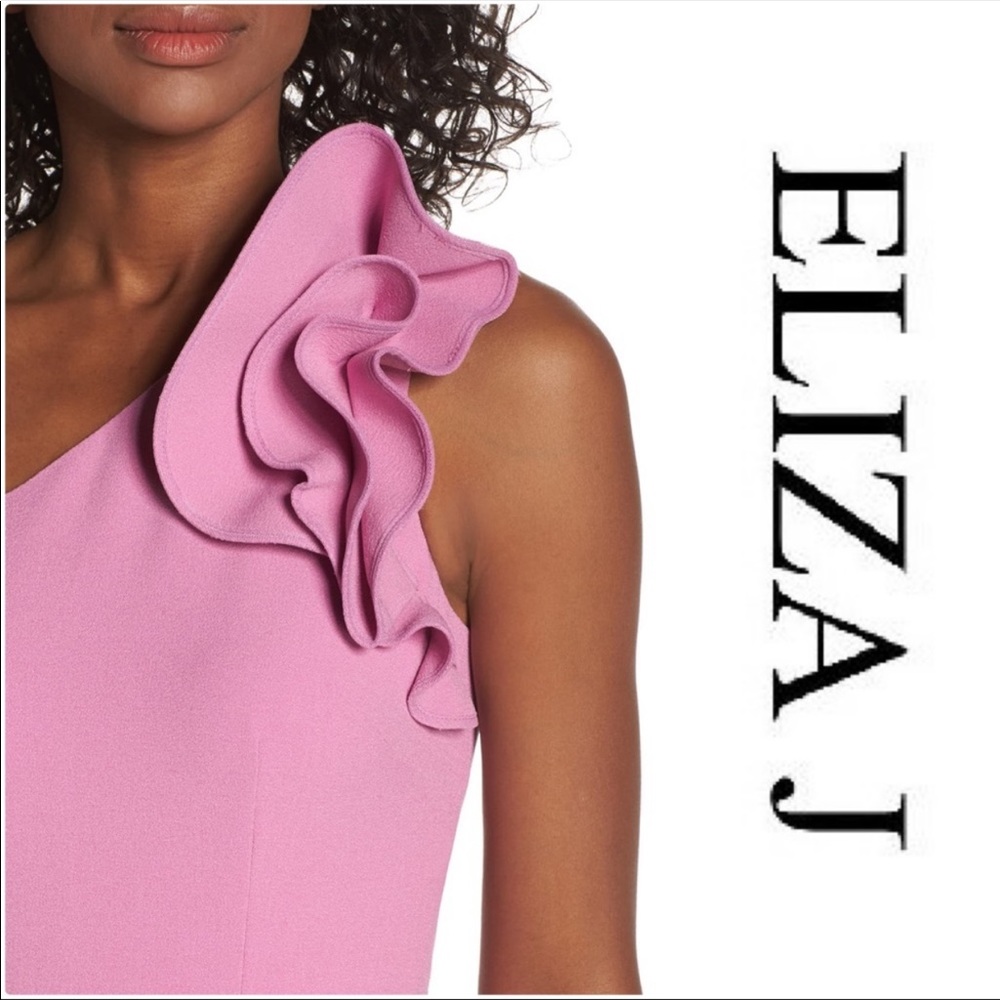 Eliza J Ruffle One-shoulder Fit & Flare Dress - Picture 4 of 5
